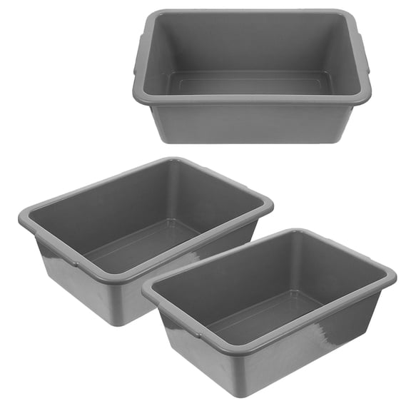 BERTDOMD 3-Pack Commercial Plastic Rectangular Bus Tub, Multipurpose Washing and Storage Bin for Home Use