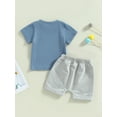 thumbnail image 5 of Toddler Baby Boy Summer Clothes 6M 12M 18M 24M 3Y Mamas Little Boy Short Sleeve T Shirt Tops Infant Rolled Drawstring Shorts Set, 5 of 9