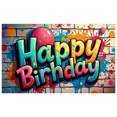 thumbnail image 1 of Happy Birthday Banner Background Colorful Backdrop Wall Party Decorations Festive Event Supplies Celebration Graffiti Photography Props, 1 of 4