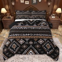 Castle Fairy Teens Bohemian Aztec Queen Comforter Set,Black Brown Bedding Comforter Set
