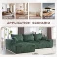 thumbnail image 3 of MOONMISS Boucle Upholstered L-shaped Intimate Comfort Deep Seat Modern Sofa with 5 Pillows-Emerald, 3 of 5