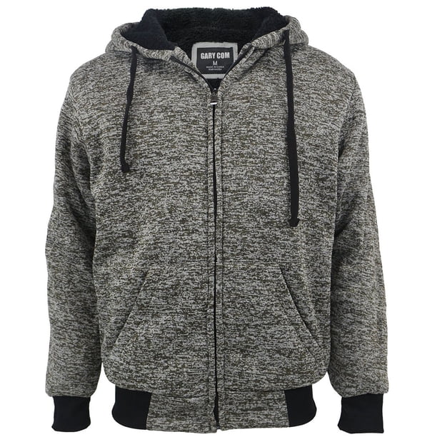 Gary Com Sudaderas con Capucha de Forro Polar con Forro Sherpa y Cremallera Completa de Peso Pesado de 1.8 LB para Hombres Tallas Grandes Chaquetas Marled 4XL Oliva