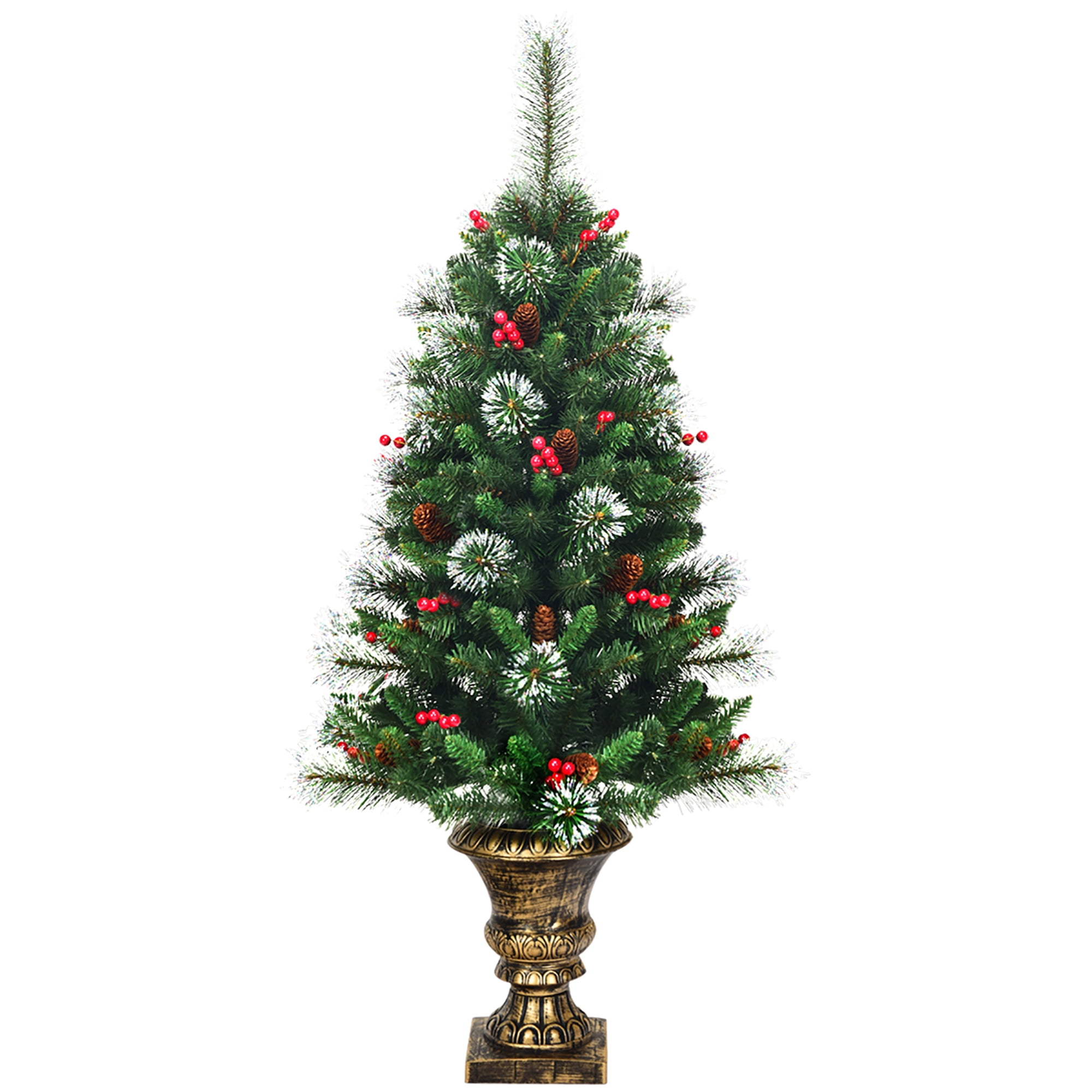 Santa Tall Glitter w/pine tree 