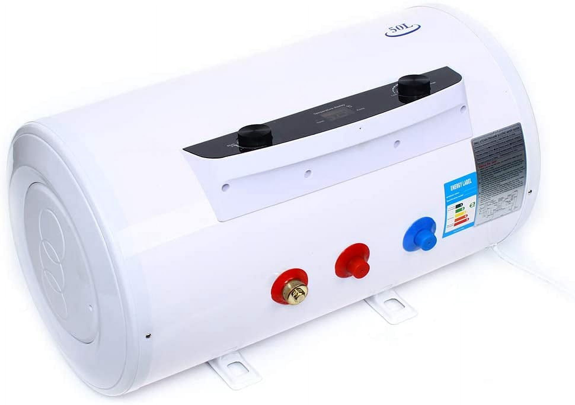Miumaov Electric Water Heater, 110V Full-automatic ABS Horizontal Hung Electric Hot Water Heater Warmer Tank with Remote Digital Display, Multiple Safety Protection White (50L)