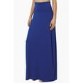 thumbnail image 3 of TheMogan Women's Casual Lounge Solid Foldable High Waist Draped Jersey Relaxed Long Maxi Skirt Denim Blue M, 3 of 7
