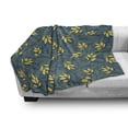 thumbnail image 3 of Yellow and Blue Soft Flannel Fleece Blanket, Autumn Season Foliage with Stars Circles on Blue Shade Background, Cozy Plush for Indoor and Outdoor Use, 70" x 90", Dark Blue and Yellow, by Ambesonne, 3 of 6