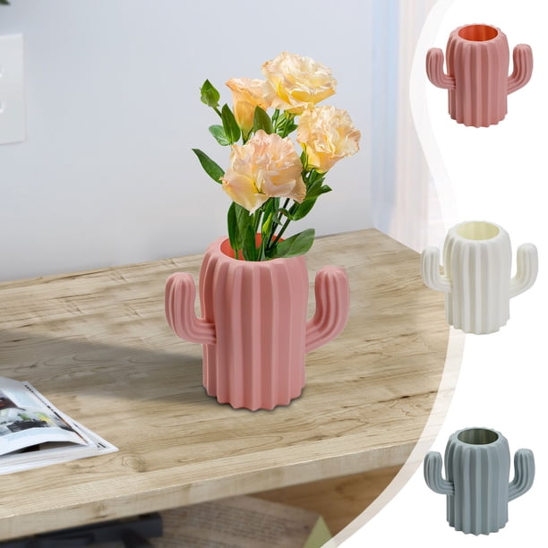 Jarrón de plástico para flores - Centro decorativo de 4,5" para bodas, casa y oficina - Rosa, blanco o verde