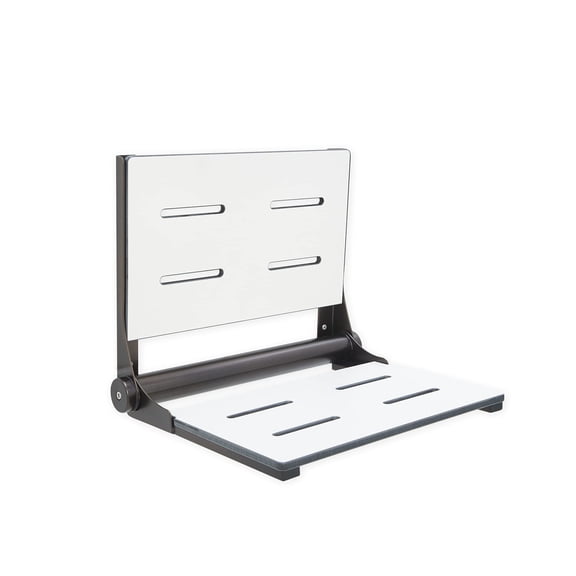 Folding Shower Seat - Wall Mount Bench for Inside Shower / ADA Bathroom Assist / 304 Stainless Steel / Phenolic Resin / Oil Rubbed Bronze / 18" x 16"