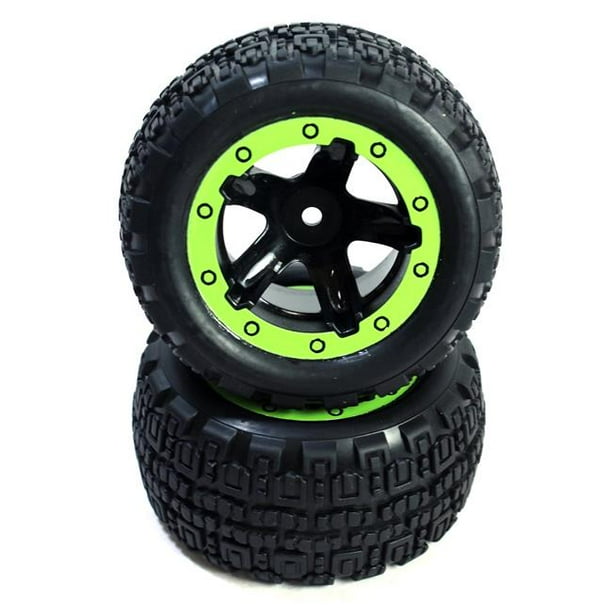 BlackZon 540094 Slyder St Wheels/Tires Assembled Black/Green