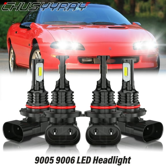 9005 9006 Headlight High Low Beam Bulbs Kit for 1993-1997 Chevy Camaro 6000K White 4x