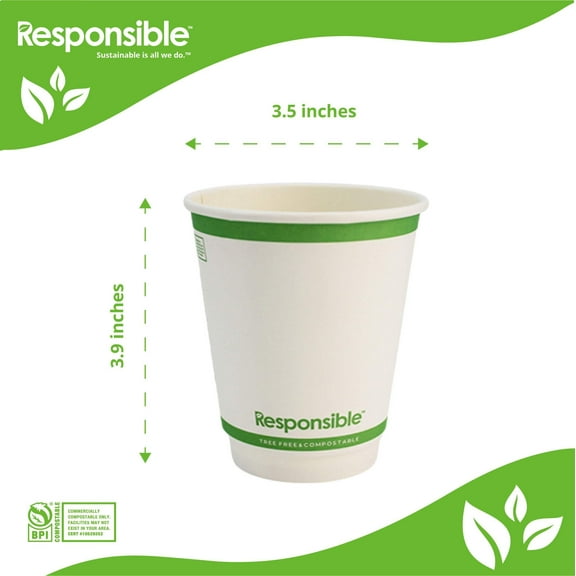 10 oz Smooth Insulated Hot Cups | Tree-Less™ Compostable Paper