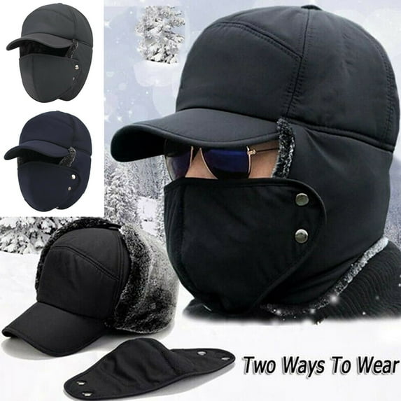 Cheers.US Warm Trapper Hat Windproof Winter Hat with Mask Men Winter Thickened Warm Outdoor Cycling Lei Feng Face Cover Neck Cap