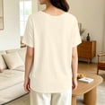 thumbnail image 6 of Vivianyo HD Women's V-Neck Short Sleeve Basic T Shirt, Casual Soft Loose Fit Daily Summer Tee Top, Women's Beige, Sizes S-2XL, 6 of 6