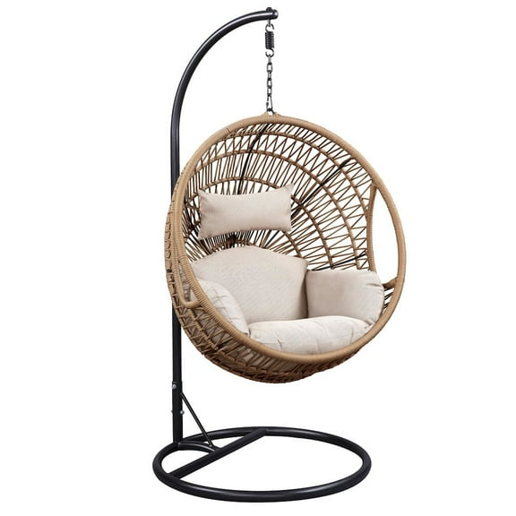 Acme Vasant Fabric & Rope Patio Swing Chair with Stand