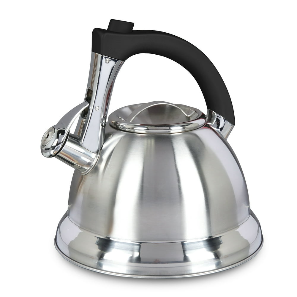 Mr. Coffee Collinsbrook 2.4 Qt Whistling Tea Kettle, Silver/Black