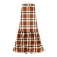 thumbnail image 4 of Wutalume Women's Plaid Print Ruffled Casual Long Skirt, Loose Fit Tiered Maxi Skirt with Pleated Detail, Bohemian Style for Everyday,Earthy Yellow S, 4 of 6