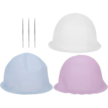 Silicone Dye Hat, 3pcs Professional Silicone Hair Dye Hat, Reusable Salon Hair Color Highlighting Hat