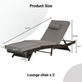 thumbnail image 5 of PAPROOS Outdoor Chaise Lounge Chair Set of 2, Wicker Outdoor Lounger Recliner with Cushions and 5-Level Adjustment Backrest, Modern Patio Lounge Chair for Poolside, Garden, Dark Grey, 5 of 9