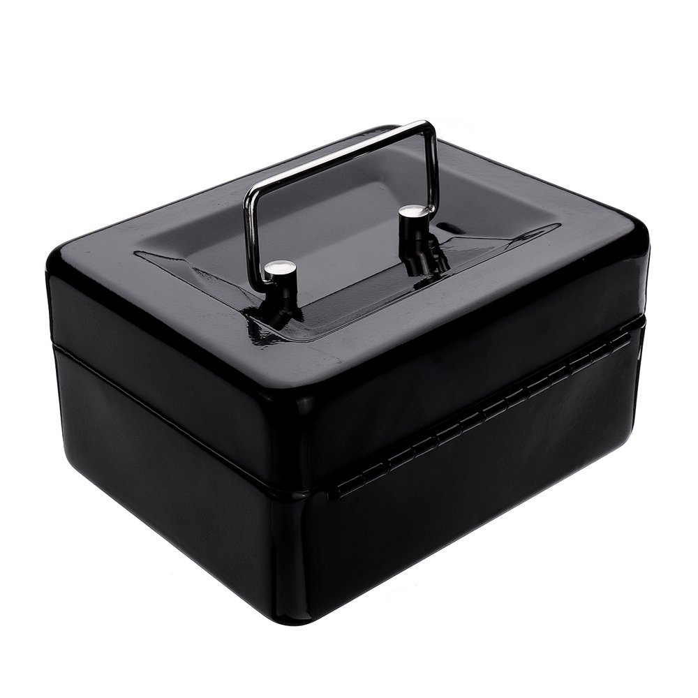 6 inch Metal Petty Cash Box Lock Bank Deposit Safe Key Security Tray