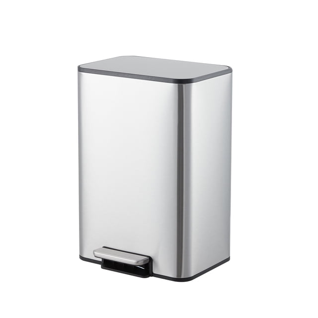 Garvee bote de basura para baño de 15 L con tapa, cubeta interior removible y pedal, diseño de acero inoxidable ideal para tocador, recámara u oficina