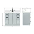 thumbnail image 3 of Ariel Kelly 43 Inch Single Rectangular Sink Bathroom Vanity With Pure White Quartz Countertop 1.5 Inch Edge In Grey, 3 of 12