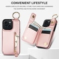 thumbnail image 4 of JTCASES for iPhone 15 Plus Case, PU Leather Lychee Pattern Zipper Purse Finger Ring Buckle Card Slots Stand Shell for iPhone 15 Plus Wear-resistant Shockproof Wallet Cover, Rosegold, 4 of 8