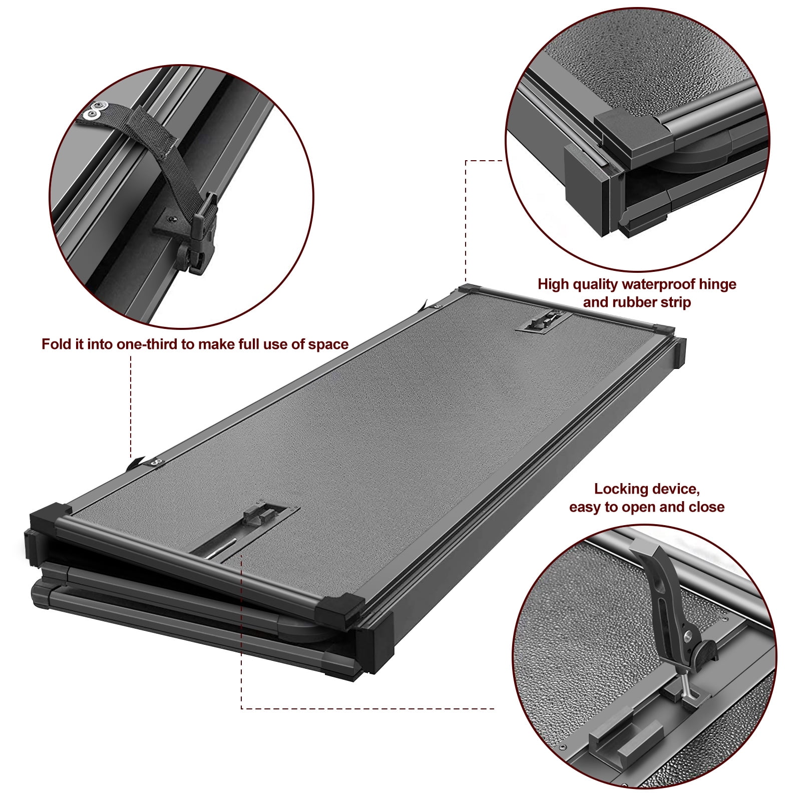 Kikito professional FRP Hard Tri-Fold Truck Bed Tonneau Cover for 1999-2016 F250/F350 SuperDuty 6.8ft (81-82.4in) Bed