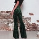 thumbnail image 4 of WILLBEST Pantalones Casuales elegantes para Mujer, de Cintura Alta, Acampanados, de Pierna Ancha, de Terciopelo Dorado, para Uso Diario. Mediana, 4 of 4