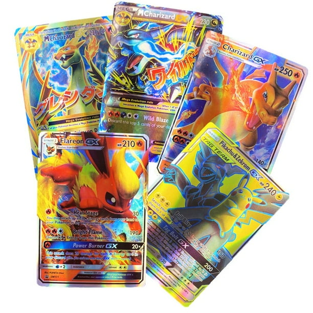 Cartas de Pokémon brillantes en inglés, Vmax, TAG TEAM, GX, Charizard, juego de batalla, intercambio V Max, juguete para niños, 60-300 piezas Fivean unisex