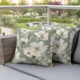 thumbnail image 3 of Outdoor Pillow Covers Watercolor Blossom Flower Waterproof Pillow Cases 16x16 Set of 2, Spring Sage Green White Floral Throw Pillow Cover Pillowcase for Patio Balcony Couch Garden, 3 of 9