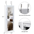 thumbnail image 2 of Hassch Lockable Jewelry Armoire Cabinet with Mirror, Wall Mounted Jewelry Cabinet with 8 Blue LED Lights & 2 Drawers, White, 2 of 7