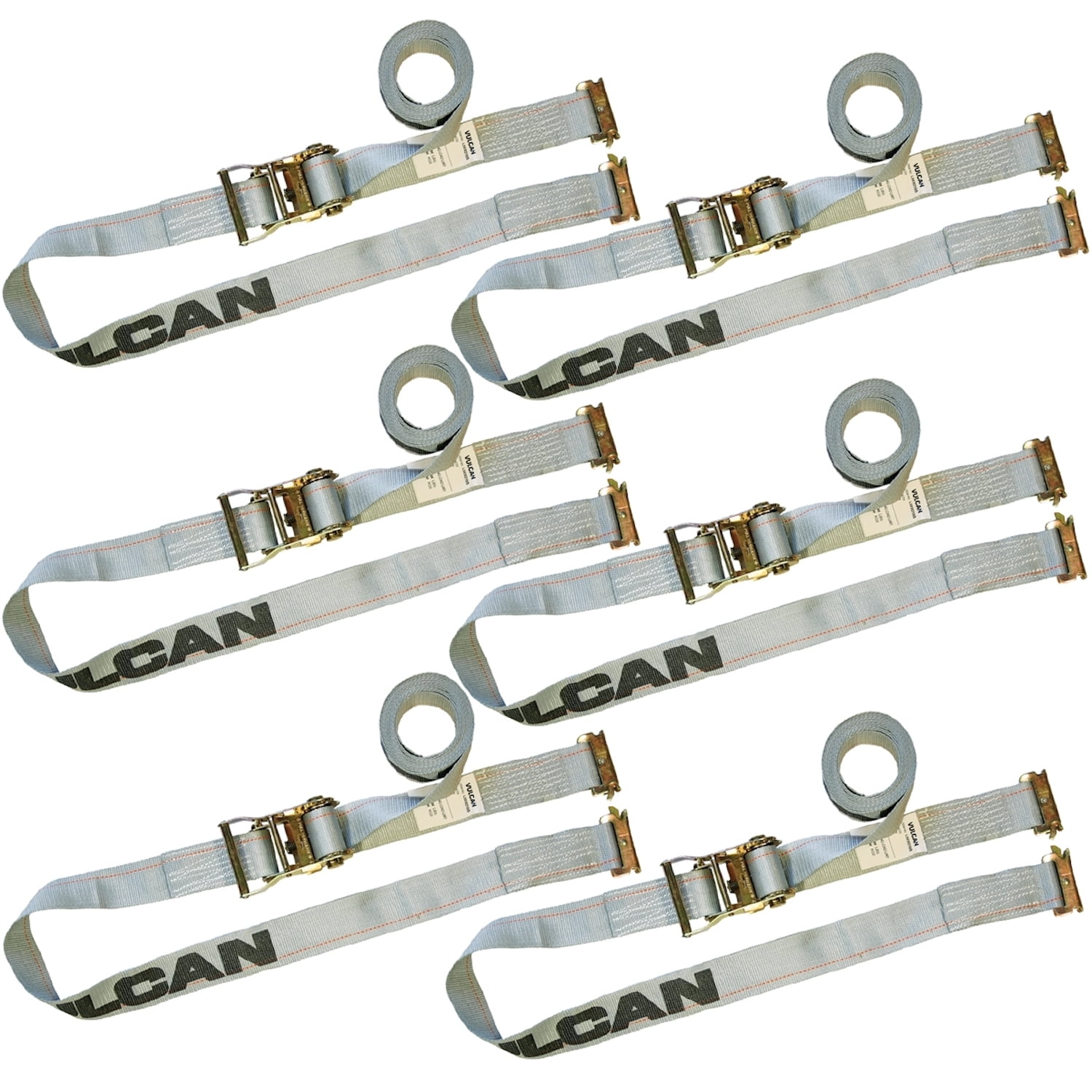 VULCAN Logistic Strap for E Track, Ratchet Style 16 Foot, 6 Pack