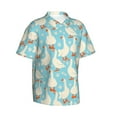 thumbnail image 2 of Balery White Geese and Flower Print Men's Hawaiian Shirts Short Sleeve Beach Shirt Relaxed Fit Vacation Button Down Shirts-Medium, 2 of 9