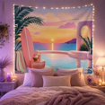 thumbnail image 2 of Ocean Waves Tropical with Sunset Overlooking Infinity Pool, Mystical Fantasy for Space Lovers, Galaxy Room Decor, Mother'S Day Gift, Tapestry Wall Hanging for Bedroom and Dorm, 2 of 7
