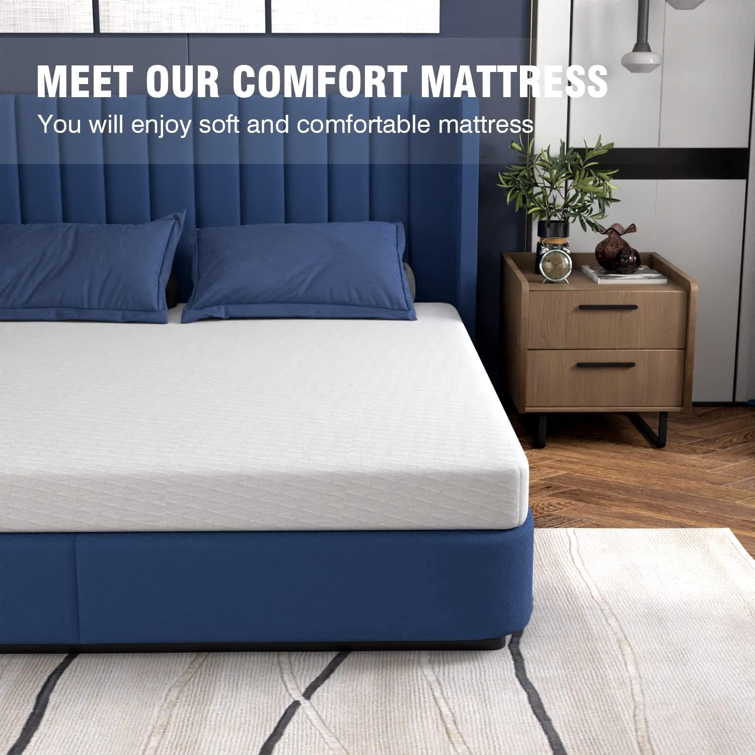 Dkelincs 5 inch Gel Memory Foam King Size Mattress in a Box for Cool Sleep & Pressure Relief, White