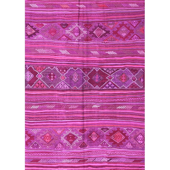 Ahgly Company Indoor Rectangle Oriental Pink Traditional Area Rugs, 5' x 7'
