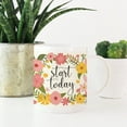 thumbnail image 2 of Start Today Floral Flowers with Inspirational Quote Ceramic Coffee Mug, 2 of 8