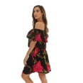 thumbnail image 2 of Riviera Sun Rayon Crepe Printed Short Dress for Women (2X, Black - Red Floral), 2 of 3