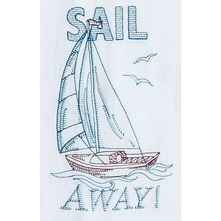 

Sail Away Embroidered Flour Sack Kitchen Dish Towel