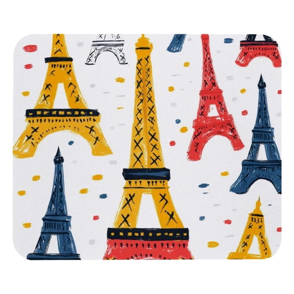 PhooArto Comfortable Mouse Pad Cartoon Eiffel Tower Desktop Mousepad , 21 x 25 cm Mouse Mat, Non-Slip Rubber Base, Improves Speed and Precision