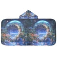 thumbnail image 5 of Yayeee Kids Hooded Towel with Hand Pockets Beach Soft Absorbent Bath Wrap 50 x 23.5 inch, Beautiful Floral Moon, 5 of 5
