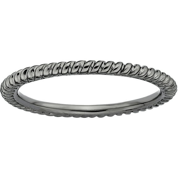 Sterling Silver Black-Plated Twisted Ring