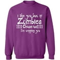 thumbnail image 2 of OXI Crewneck Sweatshirt - I Like You But If You Zombies, Basic Casual Sweatshirts for Men's and Women Fleece Sweatshirt Long Sleeve - Purple 3X-Large, 2 of 2