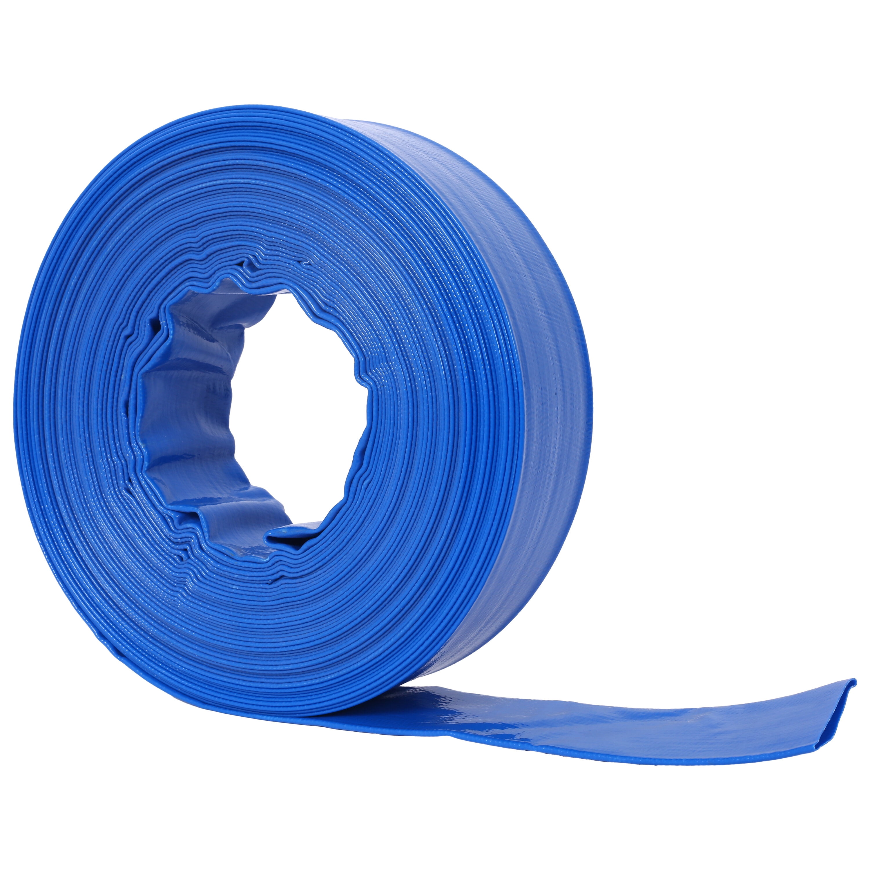 , 2"x100FT Pool Backwash Hose, Blue Heavy Duty Reinforced PVC Lay Flat Water Discharge Hose for Swimming Pool Filter Pump,with 2 Clamp, Blue ,Pvc ,