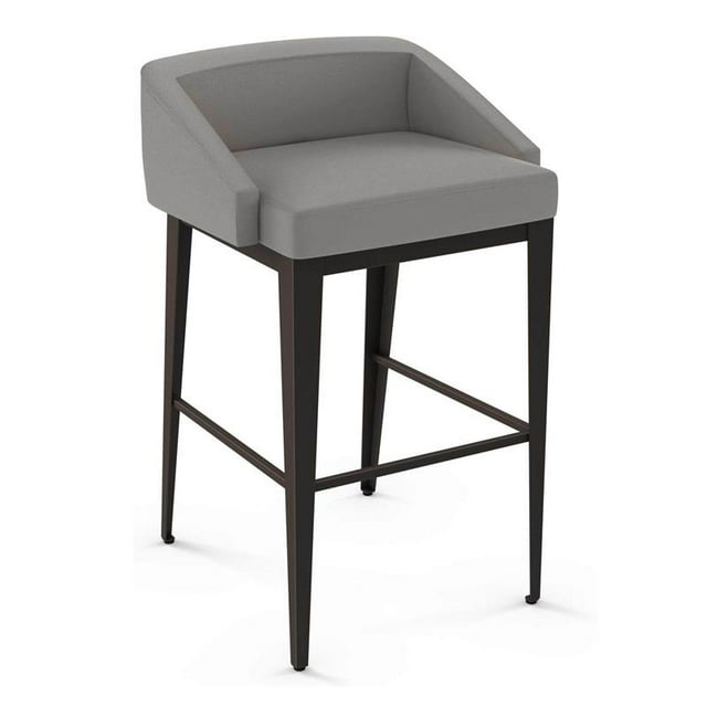 Amisco Bailey 26.75" Faux Leather Counter Stool in Taupe Gray/Dark Brown
