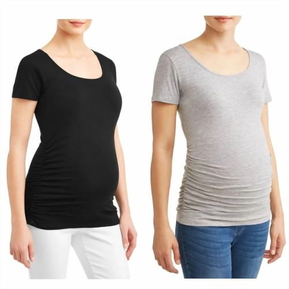 Times Two Ruched Sides Maternity T-shirt - 2 Pack