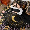 thumbnail image 4 of Homewish Dreamy Bohemian Moon 7pcs Queen Bedding,Roses Lavender Daisies Floral Bedding Comforter Set Queen,Black Reversible, 4 of 8