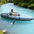 thumbnail image 2 of Inflatable Kayak 1 Person Adult Canoe with Adjustable Seat, Aluminum Oars & Hand Pump, Blue, 2 of 8