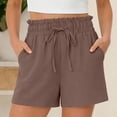 thumbnail image 2 of Sevevn Women's High Waist Paperbag Shorts Elastic Waist Drawstring Loose Fit Casual Shorts with Pockets Brown L, 2 of 7