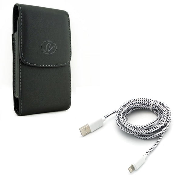 Holster Leather Case Belt Clip w Power Charger Cord 6ft USB Cable J3Y for iPhone XS Max XR 8 PLUS 7 Plus 6S Plus 11 Pro Max 6 Plus
